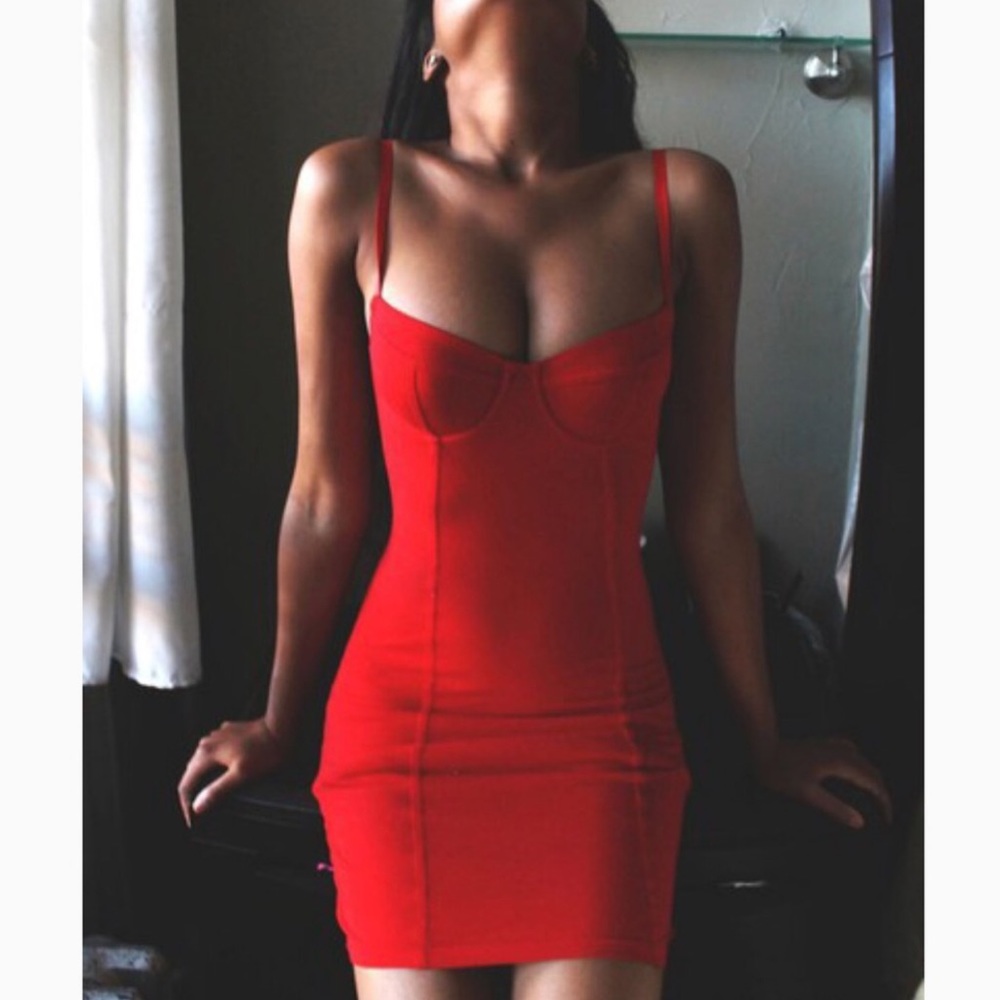 American apparel red underwire bustier dress